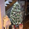 Umjetno božićno drvce 3D Kavkaska Jela XL 180cm, zeleno drvce sa lampicama i bijelim ukrasima