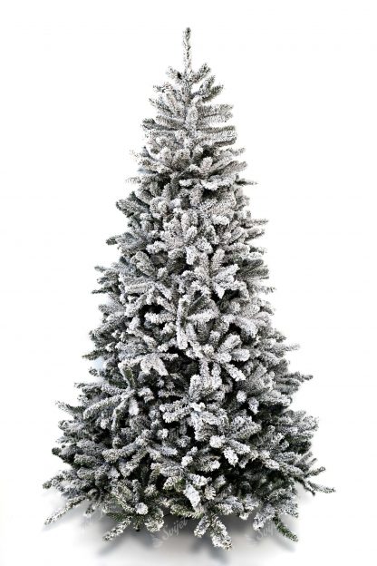 Umjetno božićno drvce nordijska smreka. Uz pomoć najnovijih tehnologija, slojevi nezapaljivog umjetnog snijega koji ne pada sa stabla postupno je nanet na cijelo stablo. Središte stabla čine tamnozelene iglice, dok su krajevi grančica gusto snježni.