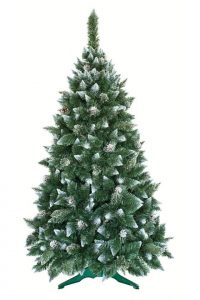 Umjetno božićno drvce srebrni bor sa kristalima leda. Ukrašavaju ga srebrne šisarke savršenog prirodnog izgleda, veliki broj bijelih grančica izgrađenih od visokokvalitetnih nezapaljivih materijala.