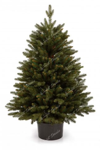 Umjetno božićno drvce u saksiji 3D smreka alpska. 3D grančice prirodnog izgleda nadopunjuju se klasičnim grančicama zahvaljujući kojima je drvce zaista gusto. Drvce je postavljeno u modernu saksiju.