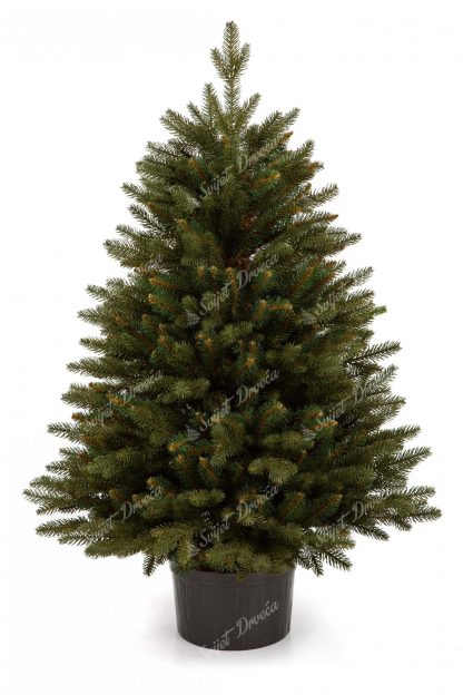 Umjetno božićno drvce u saksiji 3D smreka alpska. 3D grančice prirodnog izgleda nadopunjuju se klasičnim grančicama zahvaljujući kojima je drvce zaista gusto. Drvce je postavljeno u modernu saksiju.
