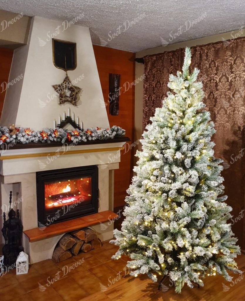 Umetno božično drevo Beli Bor LED
