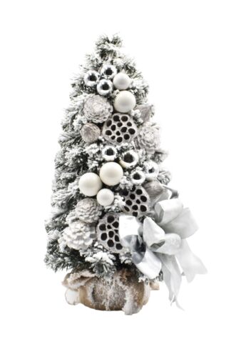 Snježno malo okićeno Srebrno-bijelo božićno drvce 50cm