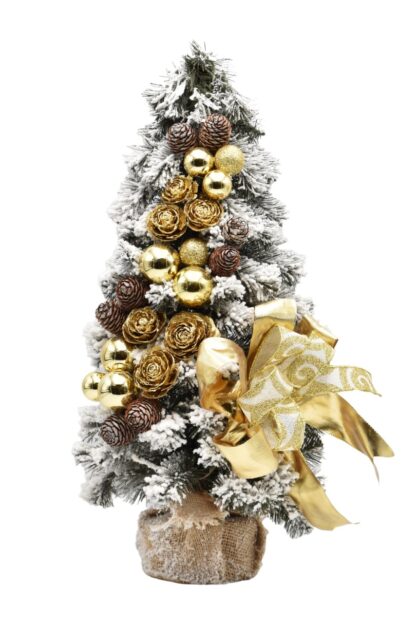 Snježeno zlatno ukrašeno božićno drvce 50cm