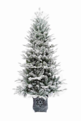 Umjetno božićno drvce 3D Arktička Smreka u saksiji, posipano umjetnim snijegom koji ne opada
