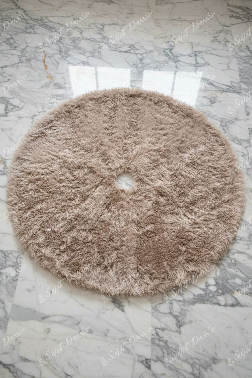 Krem tepih pod božićno drvce 90cm